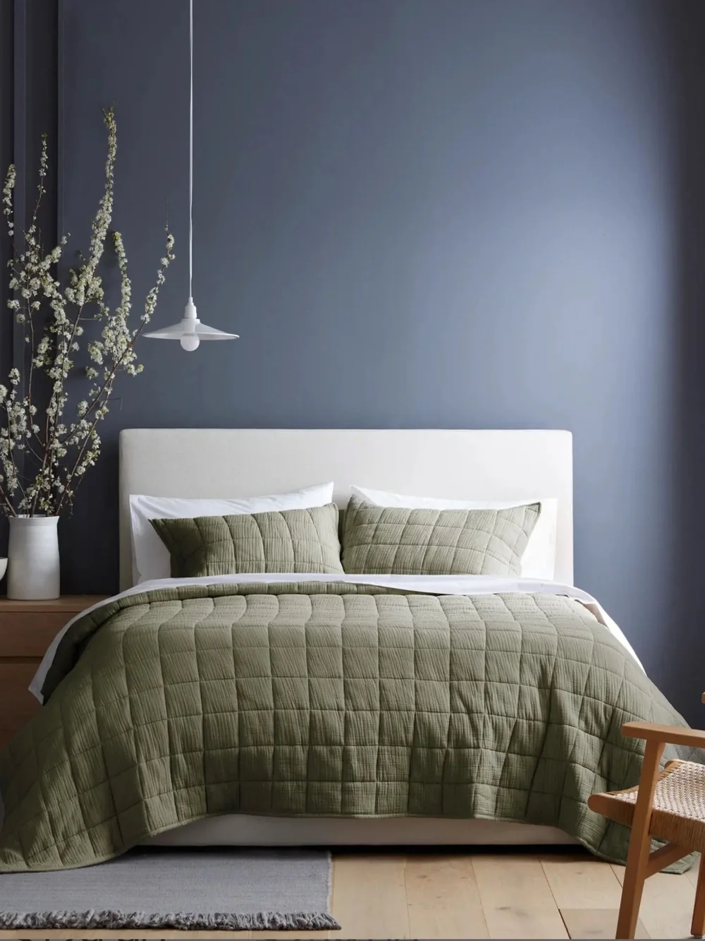 NWT Quince Olive Green Organic Cotton Gauze Box Quilt!